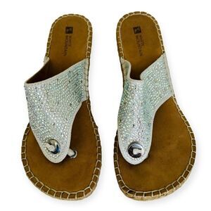 White Mountain Silver Beachball Espadrille Wedge Sandal Size 8